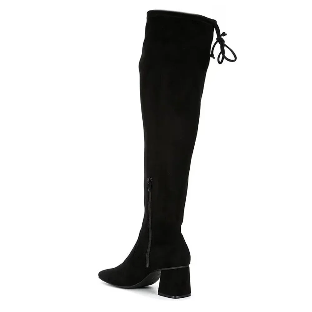 NEW Gianni Bini Laredo Stretch Fabric Over-the-Knee Block Heel Boots in Black